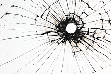 white background bullet hole on glass texture abstract window