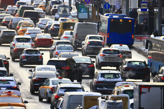 many cars on the road top view traffic jam rush hour