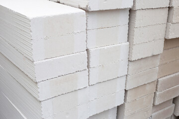 Stacked of lightweight construction bricks