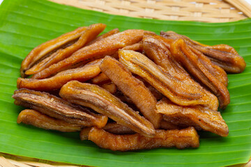 Sun dried banana. Fruit snack