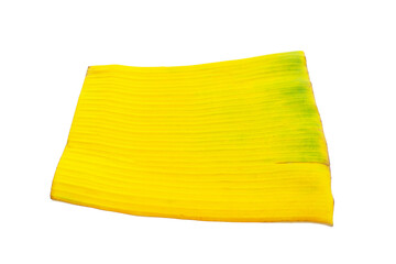 Yellow banana leaf on white background