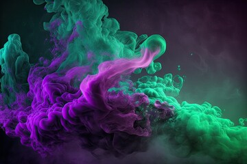 green and purple smoke with shiny glitter particles2
