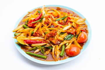 Spicy papaya salad with pickled shells