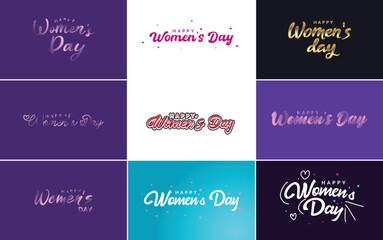 Eight March typographic design set with a Happy Women's Day theme