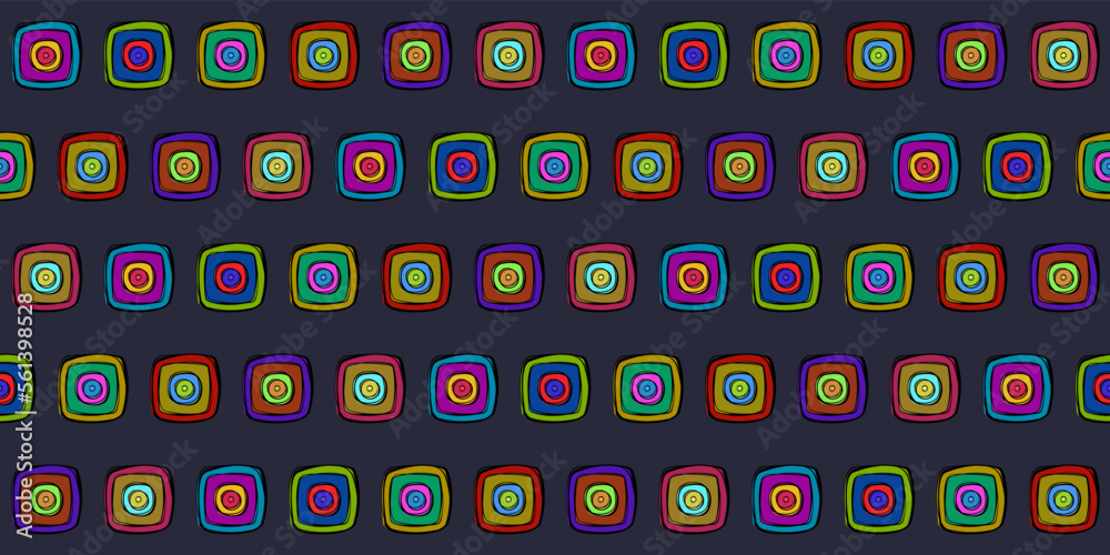 Fototapete Colored square shapes drawn by hand. Seamless pattern for print and surface decoration. Drawing from identical square figures.