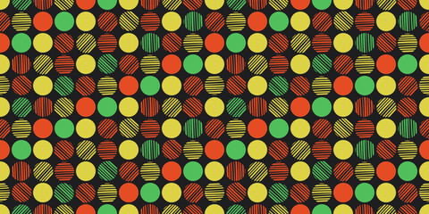 Colored mosaic circles. Seamless pattern for print and surface decoration. Drawing from the same and colored circles.