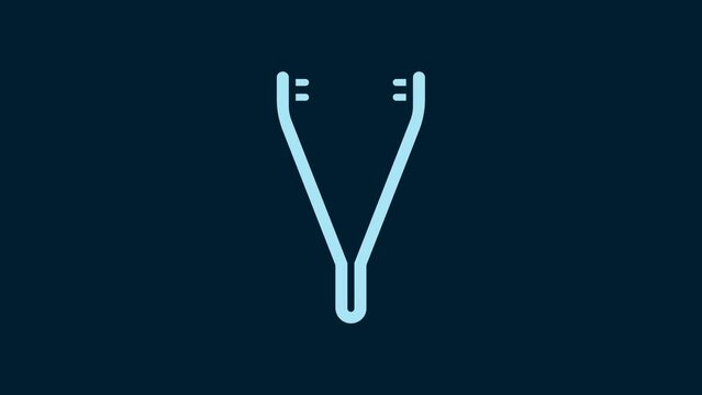 White Medical tweezers icon isolated on blue background. Medicine and health. Anatomical tweezers. 4K Video motion graphic animation