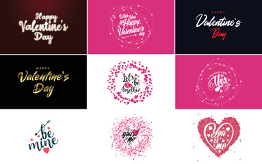 Fototapeta na wymiar Happy Valentine's Day typography design with a heart-shaped balloon and a gradient color scheme