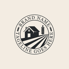 farm or barn house line art logo vector symbol illustration design.