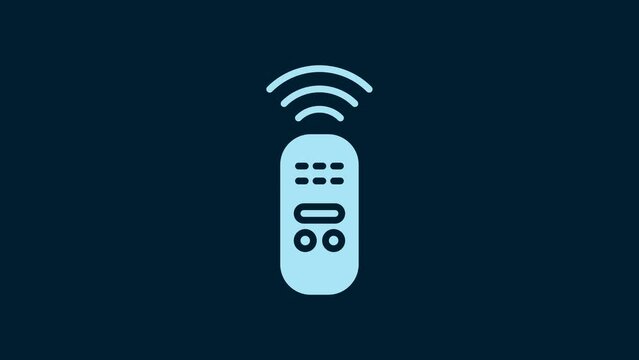 White Smart remote control system icon isolated on blue background. Internet of things concept with wireless connection. 4K Video motion graphic animation