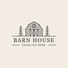 farm or barn house line art logo vector symbol illustration design.