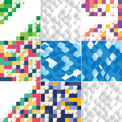 Blue mosaic pattern with a mosaic color gradient vector illustration suitable for design projects; color sample of a pixel landscape; pack of 9 available