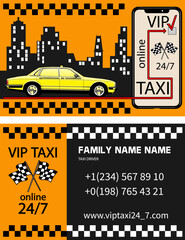 double-sided business card for taxi service and VIP service