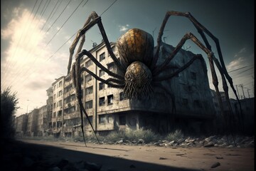 Big creepy spider in the city