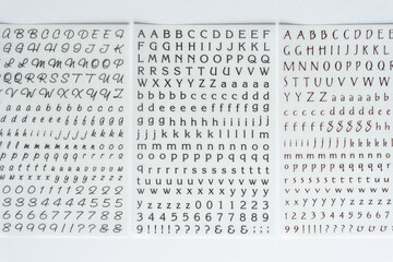 set of alphabet cards on blank paper