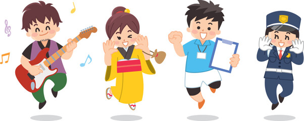 働く人々　ミュージシャン　町娘　スポーツトレーナー　警備員　歌手　役者