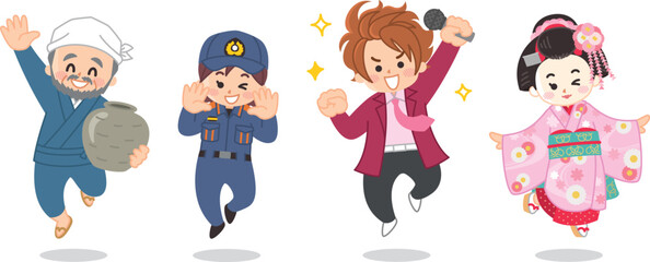 働く人々　陶芸家　消防隊員　アイドル　舞妓さん　歌手　芸妓さん