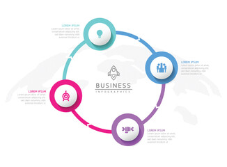 Circular Connection Steps business Infographic Template with 4 Element