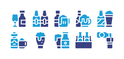 Fototapeta na wymiar Beer icon set. Duotone color. Vector illustration. Containing beer, beer bottle, beer tap, beer, beer bottle.