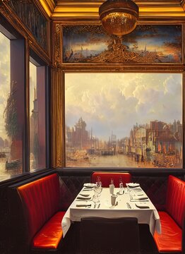 Fine Dining In Babylon, United States. Luxury Restaurant Experience Art.