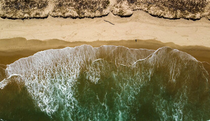 overhead sand beach and waves