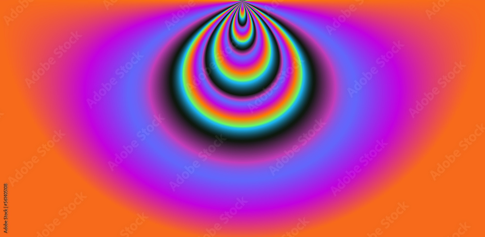 Poster abstract background with concentric rainbow circles.