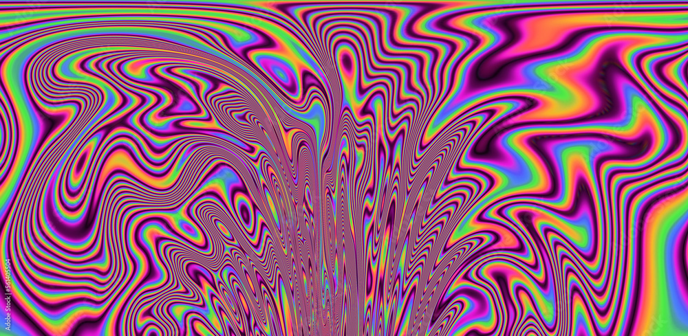 Poster Abstract trippy background with marbled ebru texture and multicolored streaks. 