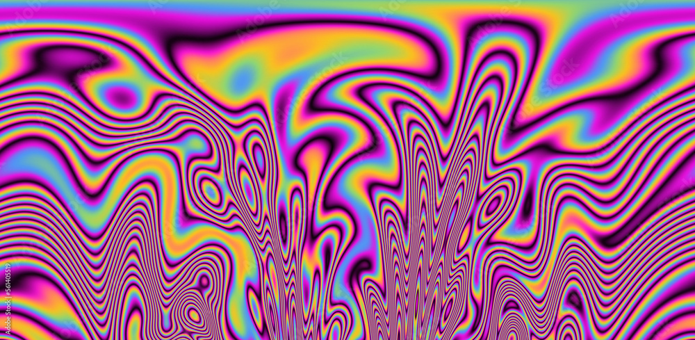 Aufkleber Abstract trippy background with marbled ebru texture and multicolored streaks. 