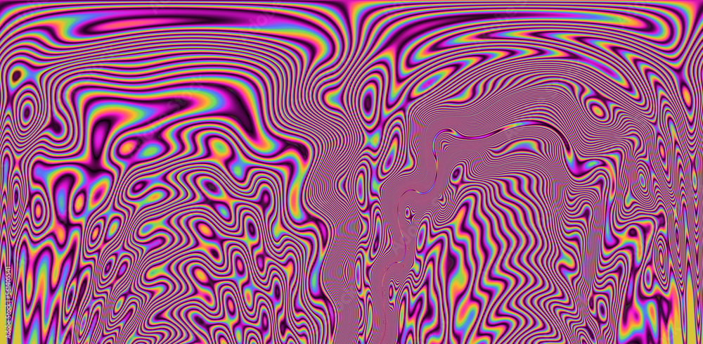 Aufkleber Abstract trippy background with marbled ebru texture and multicolored streaks. 