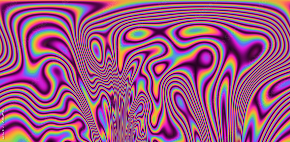 Poster Abstract trippy background with marbled ebru texture and multicolored streaks. 