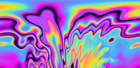 Abstract trippy background with marbled ebru texture and multicolored streaks. 