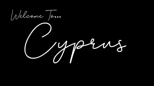 Welcome to cyprus word in black background. Animated welcome in overshot animation. This animation is suitable for greeting footage