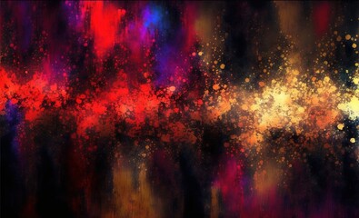 Fototapeta na wymiar Impressionistic gold purple red modern oil painting and sparkling wallpaper, color transitions, universe, volumetric lighting, sharp, hyperrealistic created with generative ai technology