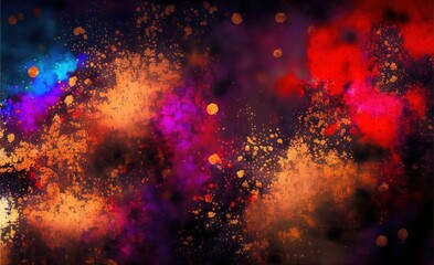 Fototapeta premium Impressionistic gold purple red modern oil painting and sparkling wallpaper, color transitions, universe, volumetric lighting, sharp, hyperrealistic created with generative ai technology