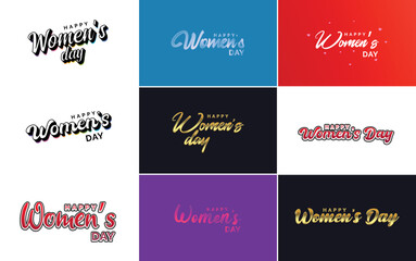 International Women's Day vector hand-written typography background with a gradient color scheme