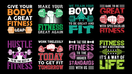 Fototapeta na wymiar Workout Gym-Fitness T-shirt Design Bundle