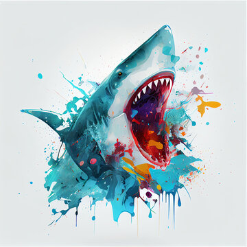 Abstract shark with mouth open