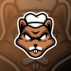 vector graphics illustration of a squirrel chef in esport logo style. perfect for game team or product logo