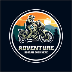 Adventure motor traveler illustration logo vector	