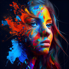 Portrait of a woman with colors