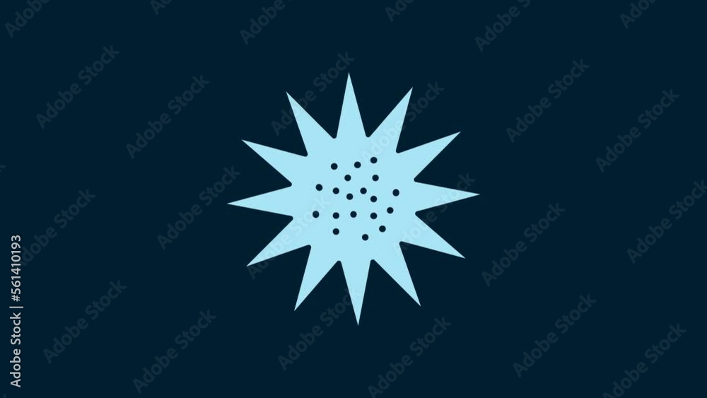 Sticker White Sea urchin icon isolated on blue background. 4K Video motion graphic animation