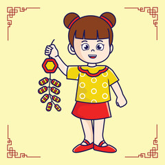 Cute Chinese Kids vector lunar new year