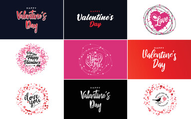 Fototapeta na wymiar Happy Valentine's Day greeting card template with a romantic theme and a red color scheme