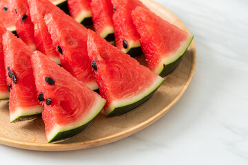 fresh watermelon sliced on plate