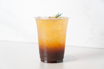 espresso soda with rosemary on top