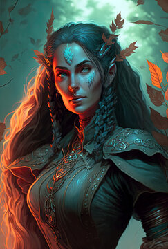 Human Druid Woman, Fictional Fantasy Character - generative ai