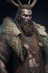 Human Druid Man, Fictional Fantasy Character - generative ai