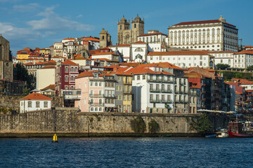 View of Porto cityside from Gaia bank across the Douro River