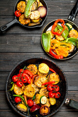 Grilled vegetables in a pan.