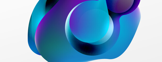 Fluid abstract background. Liquid color gradients composition. Round shapes and circle flowing design for wallpaper, banner, background or landing